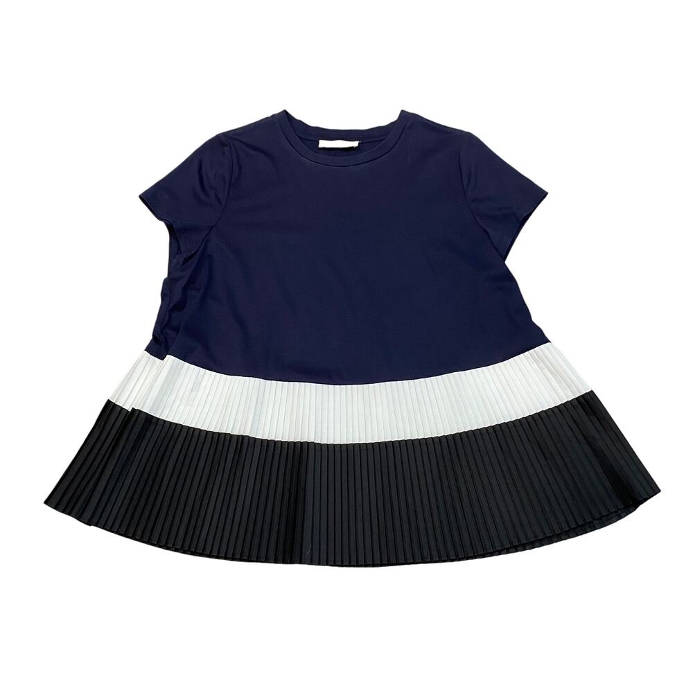 Jazmin Chebar Pleated Colorblock Top Blouse Women's 3/Large Minimalist